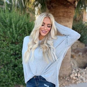 Easel Heatherd Grey Long Sleeve Viscose Tunic